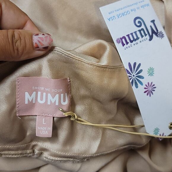 Show Me Your MuMu Tuscany Maxi Slip Dress in Champagne Luxe Satin - Picture 8 of 11